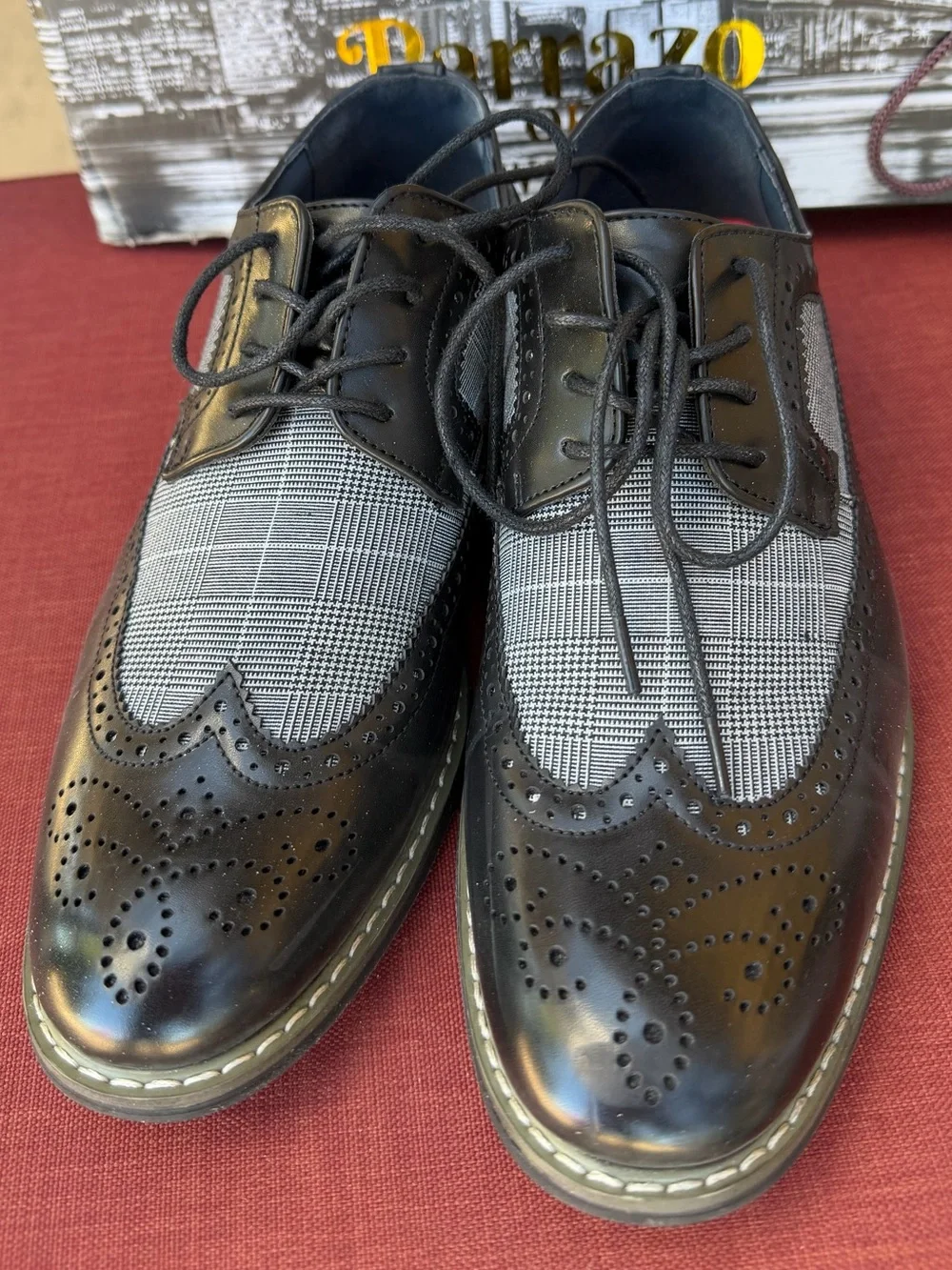 Titan Black and Gray Wingtip Brogue Oxfords